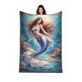 thumbnail image 1 of Premium Custom Flannel Blanket Personalized Soft Cozy Throw Blanket All Season Washable For Sofa Couch Bed Gift Home Décor - Mermaid 04 50x60, 1 of 4
