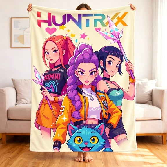 Premium Custom Flannel Blanket Personalized Soft Cozy Throw Blanket All Season Washable For Sofa Couch Bed Gift Home Dcor - Kpop Fantasy Warrior 21 40x50
