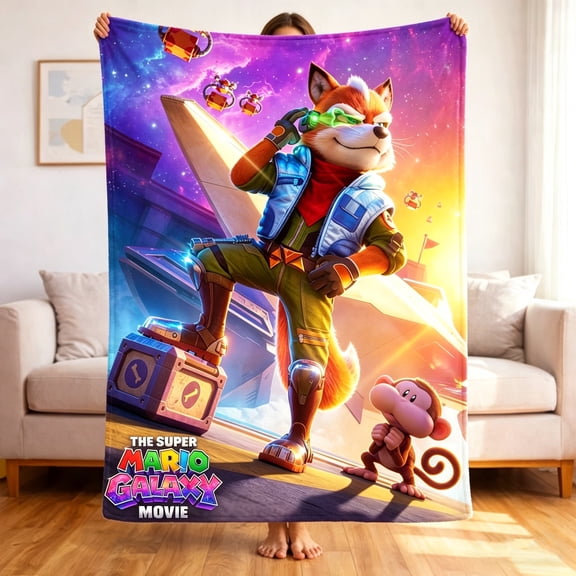 Premium Custom Flannel Blanket Personalized Soft Cozy Throw Blanket All Season Washable For Sofa Couch Bed Gift Home Décor - Super Mario Galaxy 02 60x80