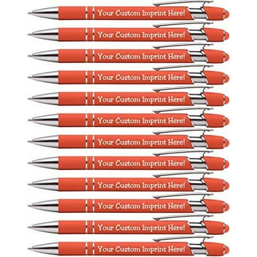 Premium Custom Pens with Stylus | Burst of Color | Personalized Soft-Touch Metal Printed Name Pens w/Black Ink - Imprinted w/Logo or Message - 12 pcs/pack