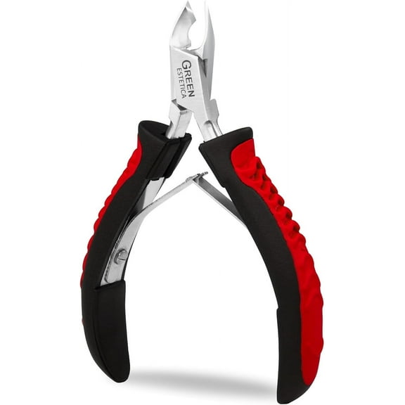 Premium Cuticle Trimmer Stainless Steel Nipper – Sharp Blades with Double Spring – Manicure Pedicure Tool for Home and Salon (Black/Red)