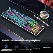 Premium Cyberpunk Mechanical Keyboard, 104-Key Retro Typewriter Style with Multi-Function Knob, Tactile Feedback, USB Wired for Desktop & Laptop