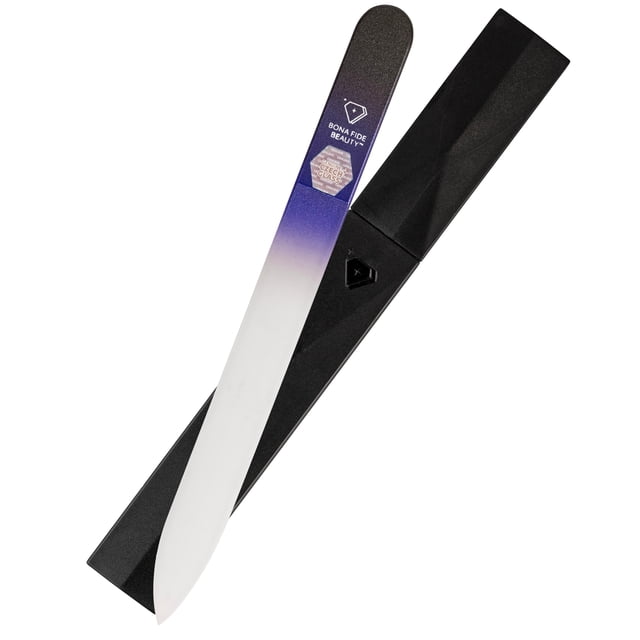 Bona Fide Beauty Glass Nail File with Case, Professional Double-Sided ...