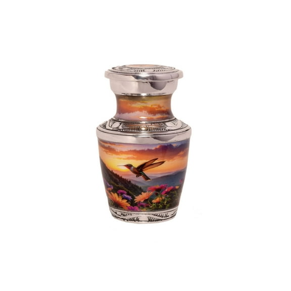 Premium Décor Small Humming Bird Keepsake Urn Qnty 1 - Keepsake Urn for Human Ashes with 1 Velvet Box Bag-Mini Keepsake Urn -Beautiful Peaceful Engraved Kepsake urn (3.5 cu.in)