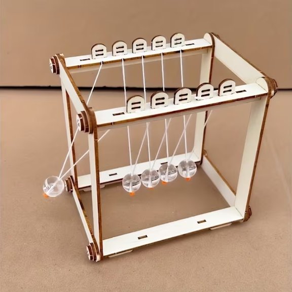 Premium DIY Wooden Newton Pendulum Kit - Engaging STEM Educational Science Experiment for Creative Model Building