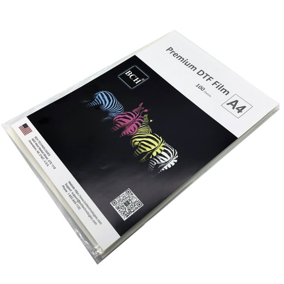 Premium DTF A4 Transfer Film- 100 Sheets, 8.5" x 11.75", Hot & Cold Peel, High Wash Fastness, Works on All Fabrics
