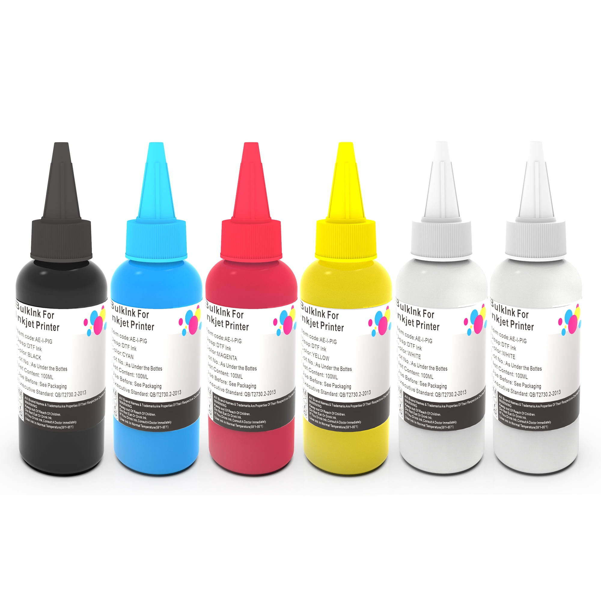 Yongairuink DTF inkt 5 x 250 ml premium pigment inkt voor PET-folie thermische overdracht navulinkt voor alle DTF-printers met printkoppen zoals DX5 DX7 5113 XP600 I3200 enz. (5 stuks