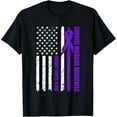 thumbnail image 1 of Premium Daily Comfort - Chronic Migraine Awareness USA Flag Purple Ribbon Mens Dads T-Shirt, 1 of 4