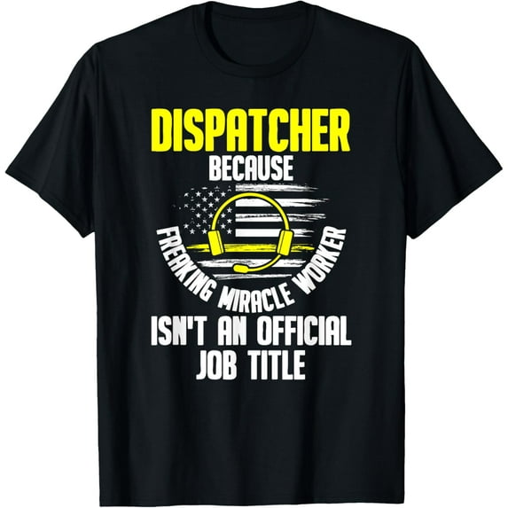 Premium Daily Comfort - Dispatcher - 911 Operator Thin Gold Yellow Line Dispatcher T-Shirt
