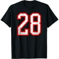 thumbnail image 1 of Premium Daily Comfort - Distressed Number #28 White Red Varsity Number 28 T-Shirt, 1 of 4