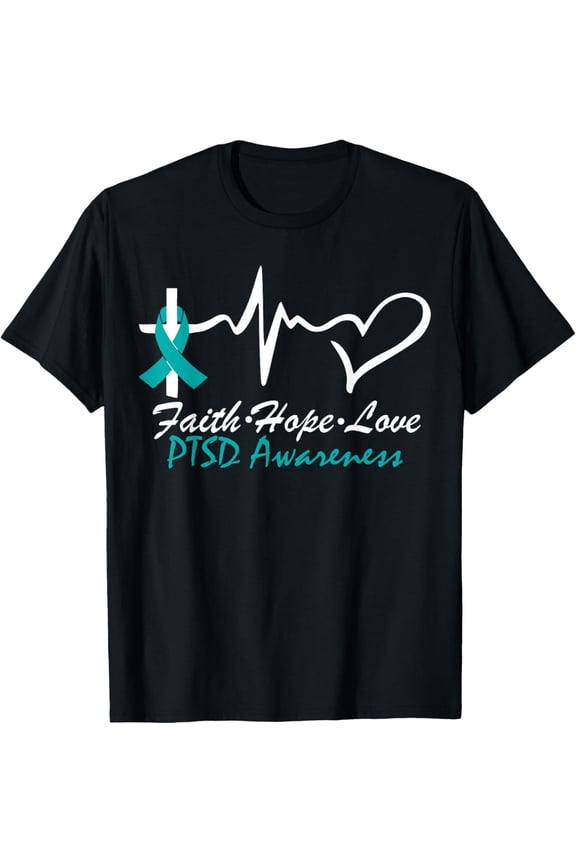 Premium Daily Comfort - Faith hope love Post Traumatic Stress Disorder Warrior PTSD T-Shirt