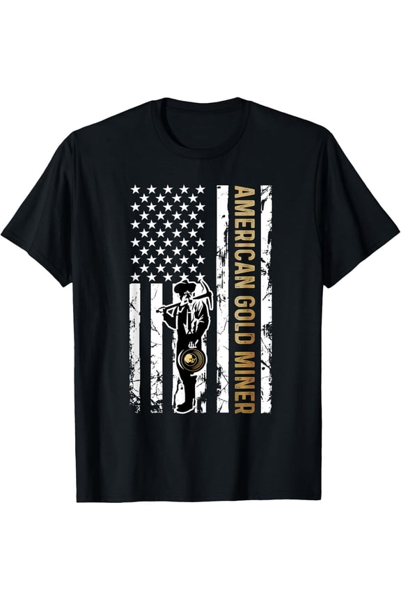 Premium Daily Comfort - Golden US Flag for American Gold Miner T-Shirt