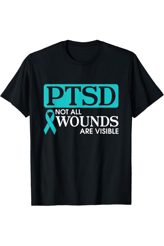 Premium Daily Comfort - Not All Wounds Are Visible Teal Ribbon PTSD Awareness T-Shirt