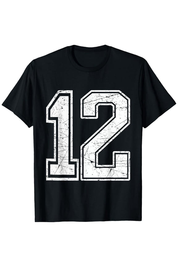 Premium Daily Comfort - Number 12 T-Shirt Birthday Varsity Sports Team Jersey T-Shirt