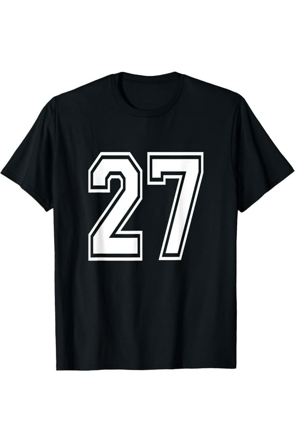 Premium Daily Comfort - Number 27 T-Shirt Birthday Varsity Sports Team Jersey T-Shirt