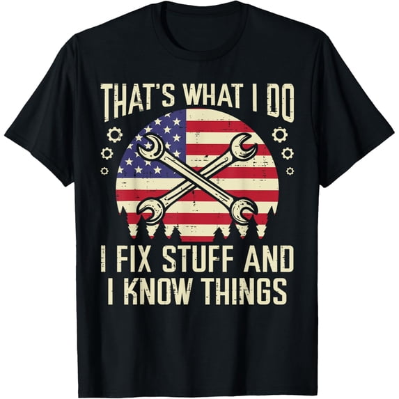 Premium Daily Comfort - Thats What I Do Fix Stuff USA Flag Car Mechanic Garage Men T-Shirt