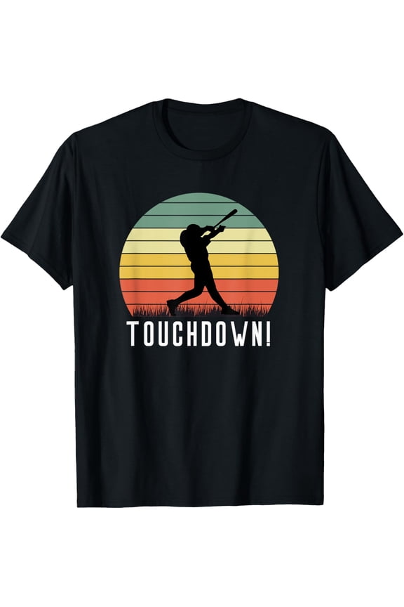 Premium Daily Comfort - Touchdown Baseball Batter Homerun Player Funny Retro Swing T-Shirt