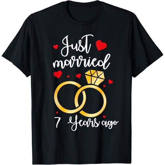 Premium Daily Comfort - Just Married 7 Years Ago Wedding 7th Anniversary T-Shirt