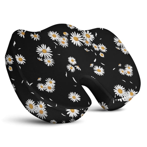 Premium Daisy Pattern Memory Foam Seat Cushion Ergonomic Chair Pad for Office Chair, Car, Airplane & Bleachers Sciatica, Tailbone Hip & Back Pain Relief - Chair Cushion for Long Office Workers.