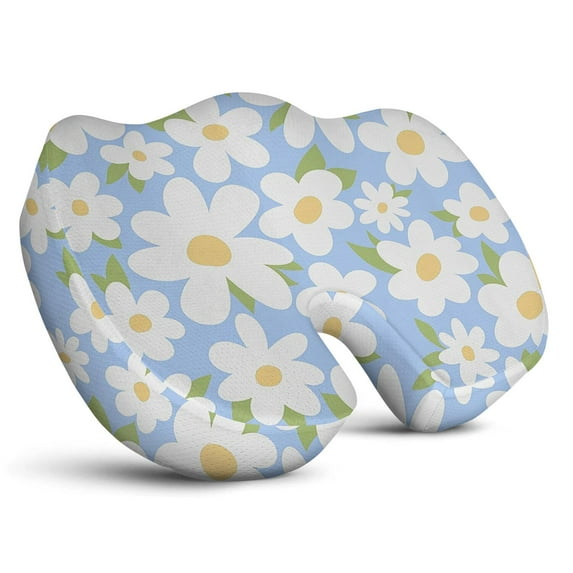 Premium Daisy Pattern Memory Foam Seat Cushion Ergonomic Chair Pad for Office Chair, Car, Airplane & Bleachers Sciatica, Tailbone Hip & Back Pain Relief - Chair Cushion for Long Office Workers.