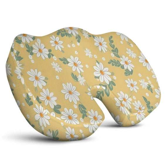 Premium Daisy Pattern Memory Foam Seat Cushion Ergonomic Chair Pad for Office Chair, Car, Airplane & Bleachers Sciatica, Tailbone Hip & Back Pain Relief - Chair Cushion for Long Office Workers.