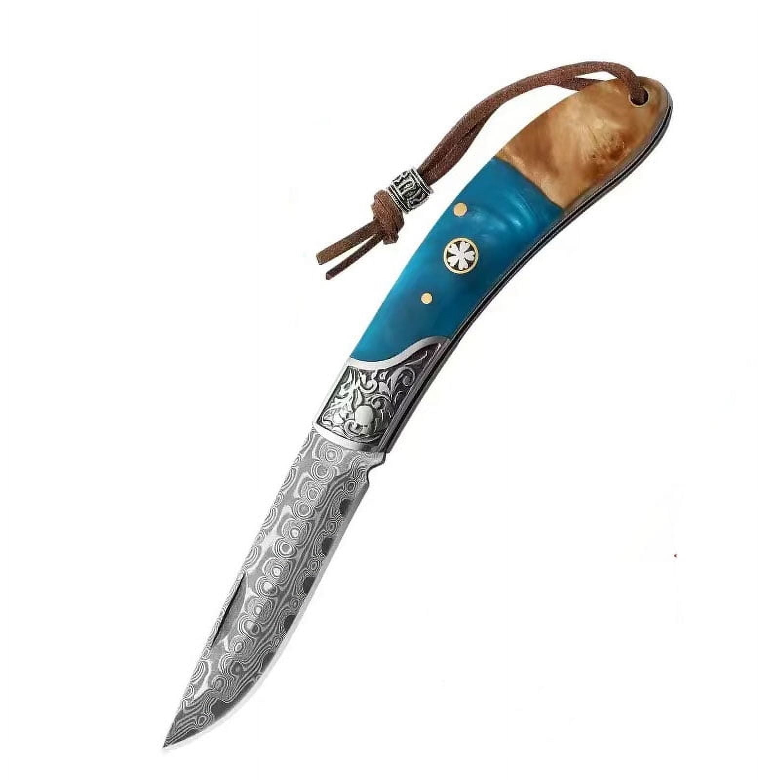 Premium Damascus Folding Knife - Exquisite and Portable, Perfect Gift for Men - Foldable Pocket Knife"