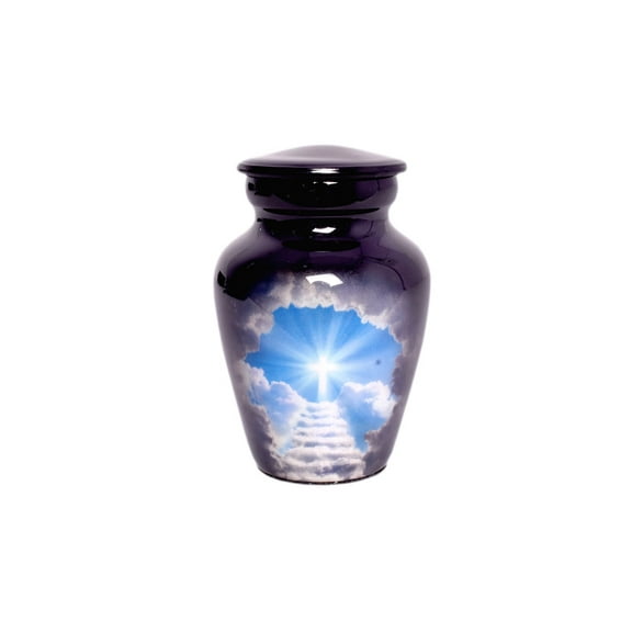 Premium Decor Cross Beautiful Small Mini Keepsake Urn for Human Ashes - Qnty 1 with Velvet Bag