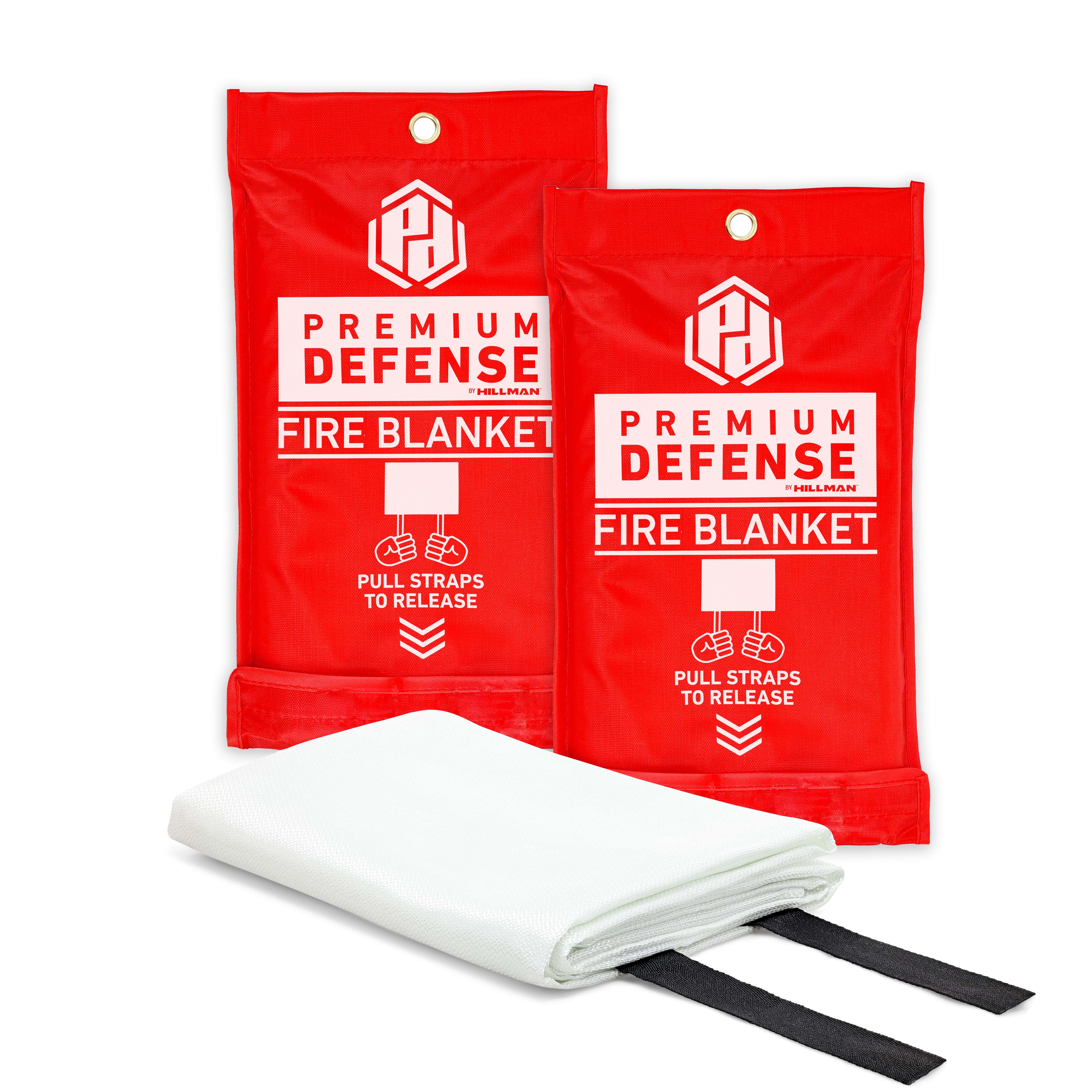 Premium Defense 40" x 40" Emergency Fiberglass Fire Blanket, 2 Pack