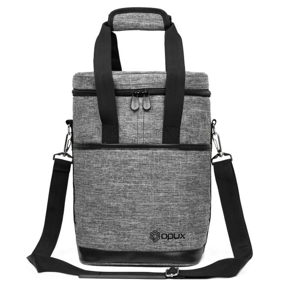 Premium Deluxe 4 Bottle Wine Bag - Heather Gray