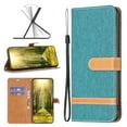 thumbnail image 1 of Premium Denim Canvas Case For Galaxy Note 10 Plus Wallet Case with [RFID Blocking] Card Slot Kickstand Magnetic Closure Leather Flip with Strap Phone Cover For Samsung Galaxy Note 10 Plus, Green, 1 of 7