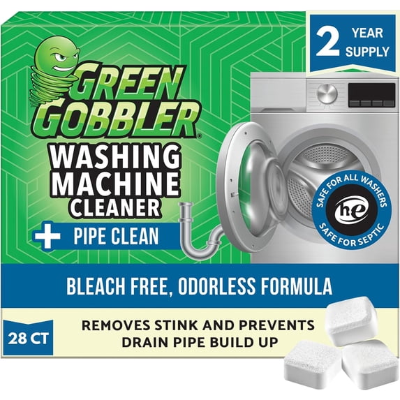 Premium Washing Machine Cleaner & Deodorizer Tablets with Pipe, Drain Hose Clean Technology | Front Top Load Washers 28 Count