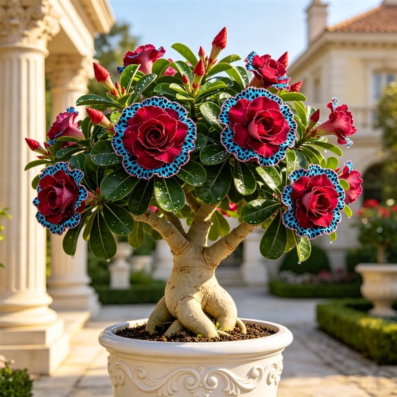 Premium Desert Rose - Desert Rose Bulbs - Surprise Growth - Exquisite Variegated Blossoms - Ideal for Patio & Garden - Plant Hangers