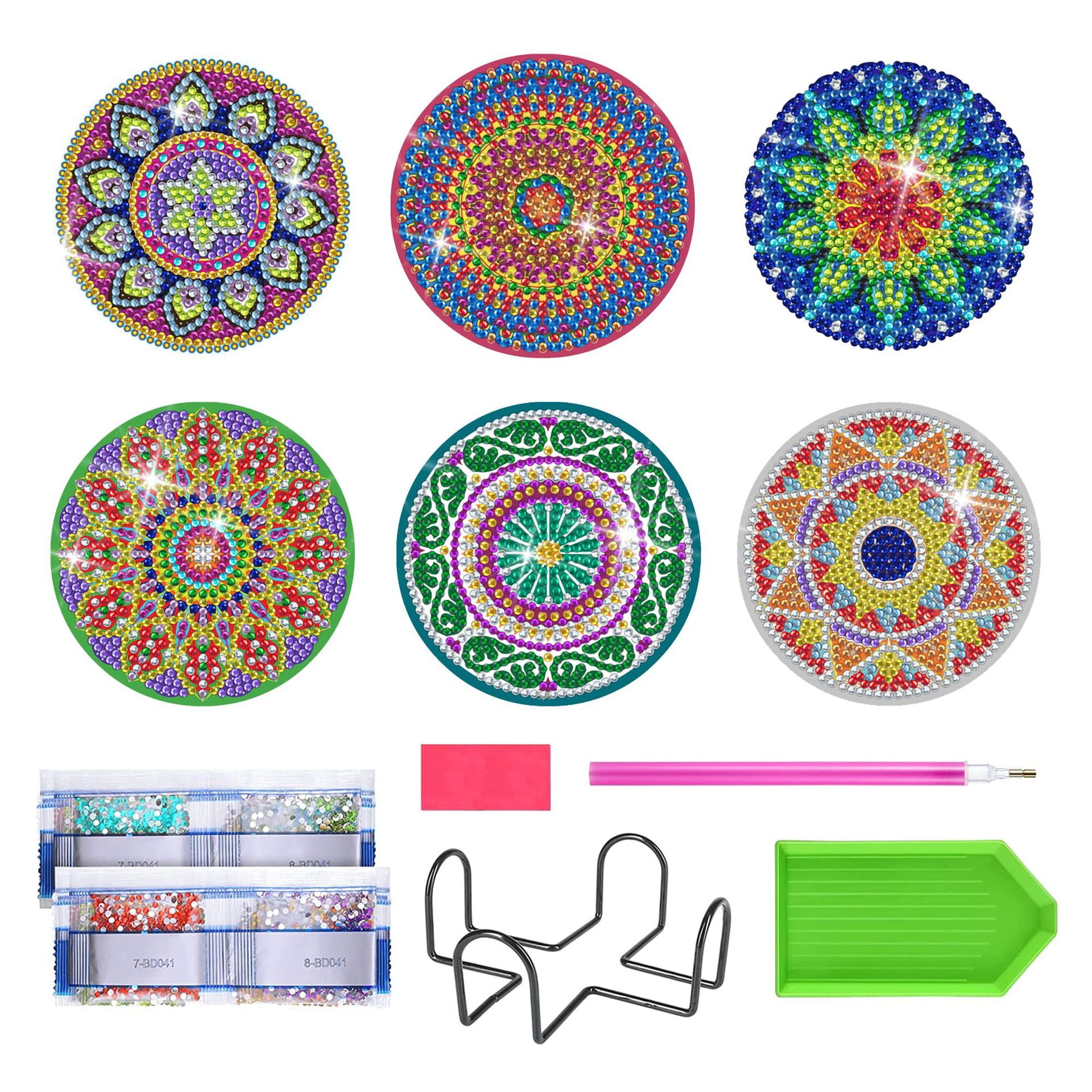 Premium Diamond Painting Round Acrylic Coaster Mandala Cork Base DIY Art Craft