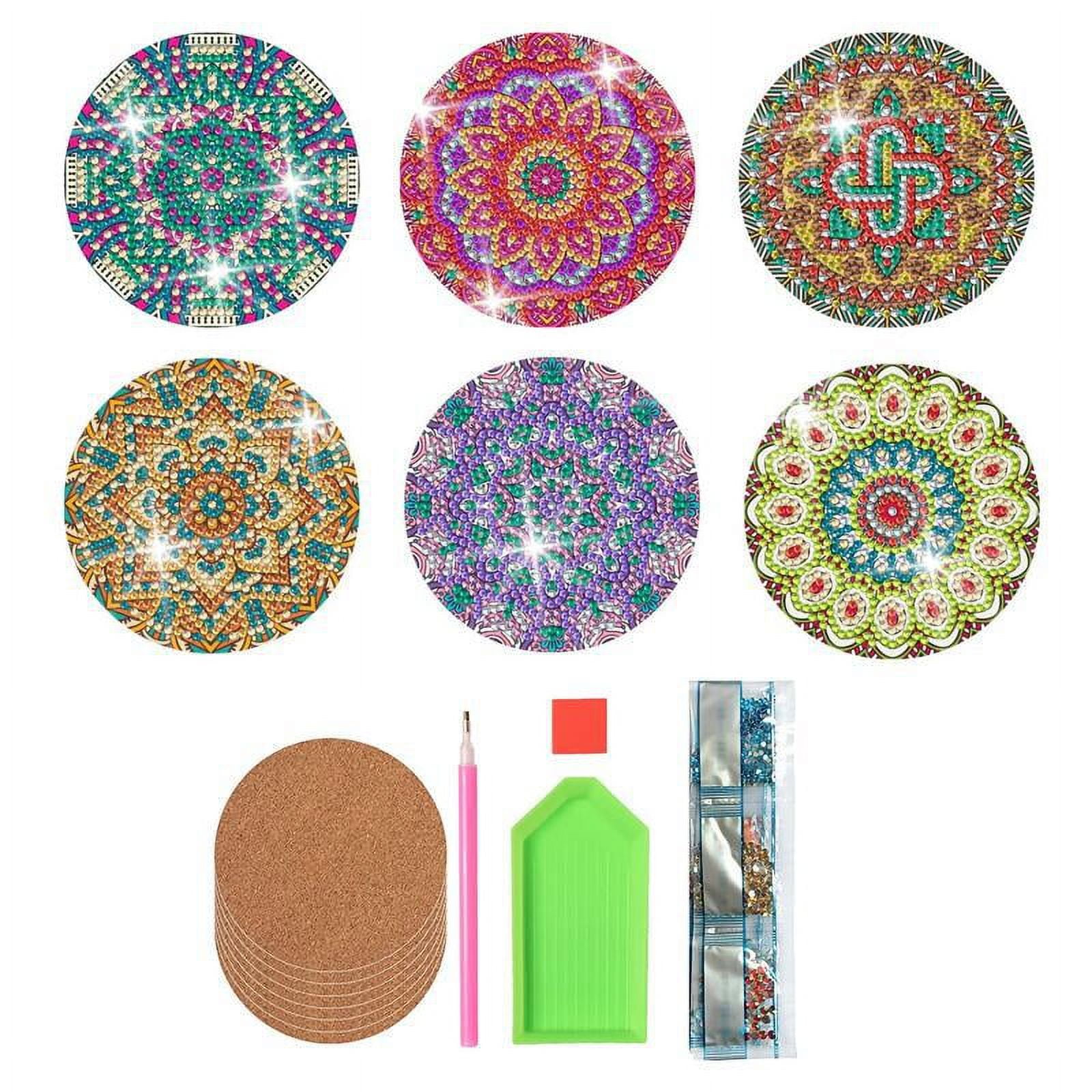Premium Diamond Painting Round Acrylic Coaster Mandala Cork Base DIY Art Craft