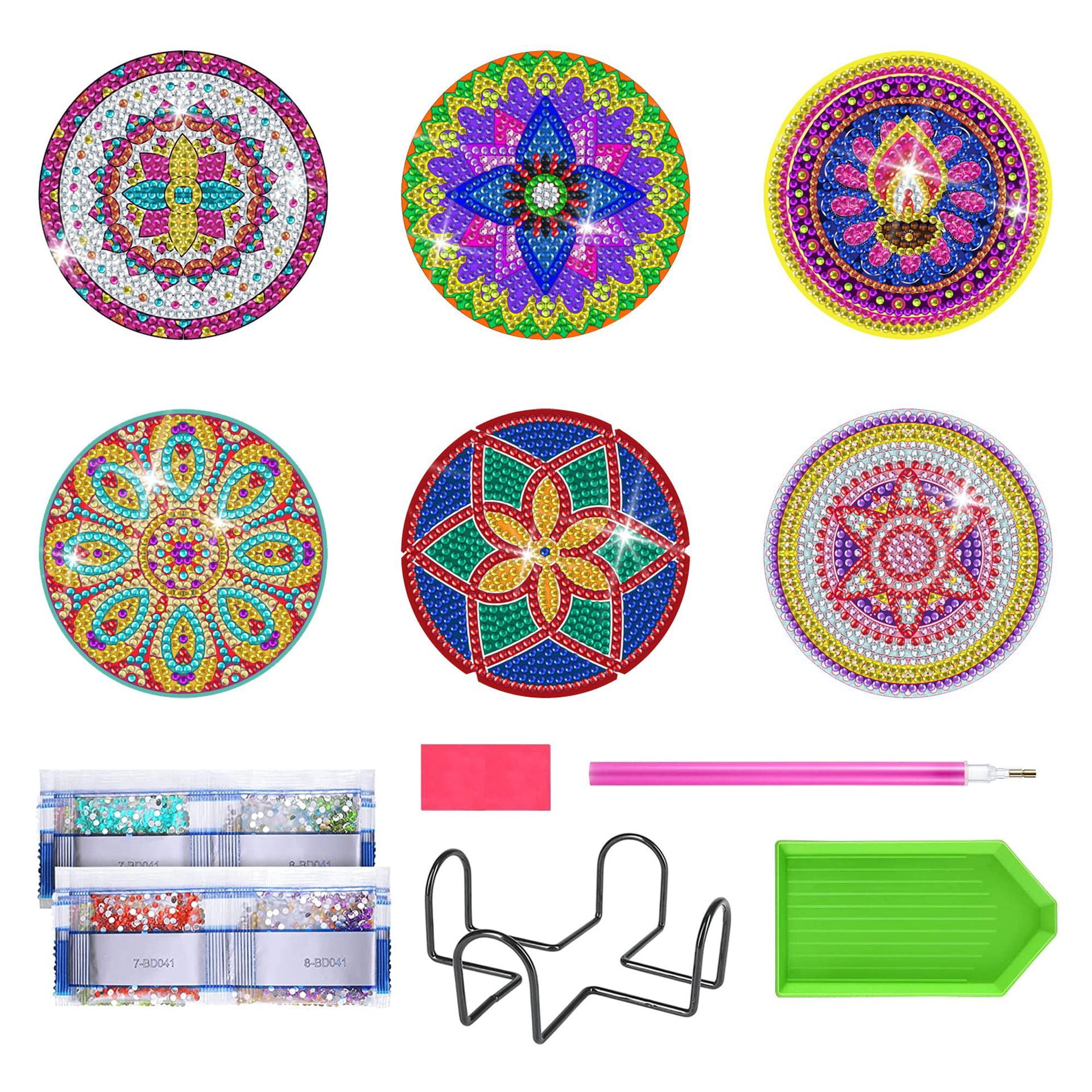 Premium Diamond Painting Round Acrylic Coaster Mandala Cork Base DIY Art Craft