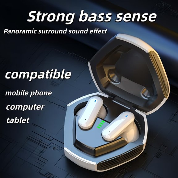 Premium Diamond-Shaped ANC Wireless Earbuds, Large Charging Case for Long Playtime, Comfort In-ear Fit, Low Latency Gaming Mode, Lightweight Touch Control