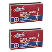 Premium Diamond Tan Kitchen Matches Large Strike On Box Matches - 250 Ct Pack of 2