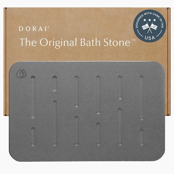 Premium Diatomaceous Earth Bath Mat with Non-Slip Base, Fast-Drying Shower Mat for Bathroom Rain Slate, 23.6" L x 15.4" W, Rectangular
