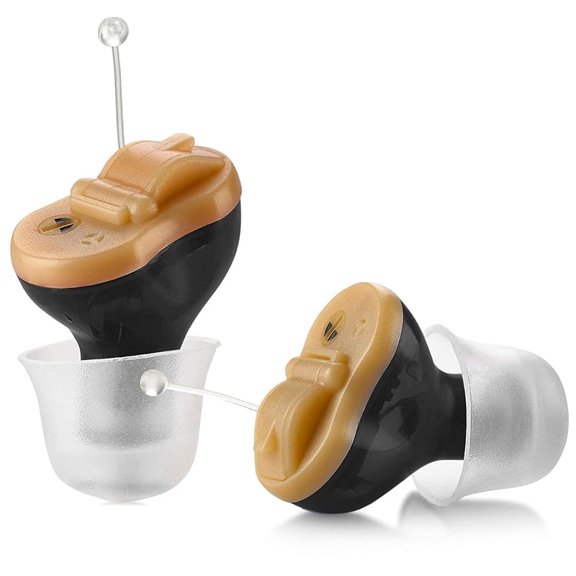 Premium Digital Hearing Aids for Seniors - Invisible in Canal (CIC) In-Ear Mini Sound Enhancer Set, Near-Invisible, Noise Cancelling, Personal Sound Hearing Amplifier - Pair - MZ-21
