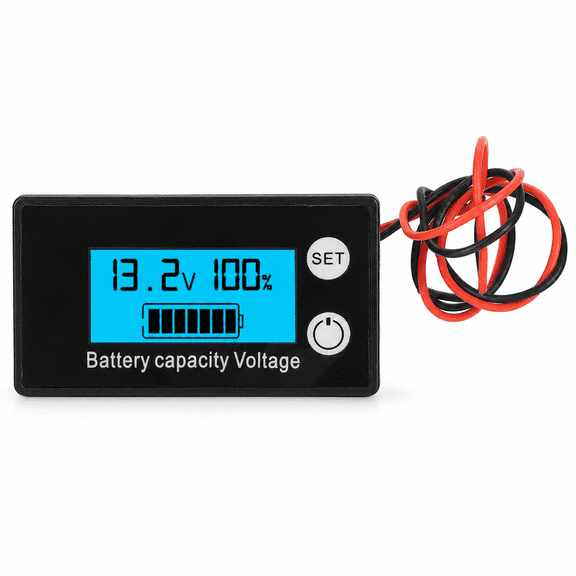 Premium Digital LCD DC Voltage Meter Battery Capacity Tester Waterproof 8-100V Voltage Monitor For Car Electric Vehicles Battery Pack (Blue Color, 2.4 in)