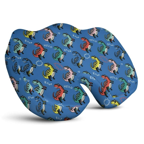 Premium Dinosaur Pattern Memory Foam Seat Cushion Ergonomic Chair Pad for Office Chair, Car, Airplane & Bleachers Sciatica, Tailbone Hip & Back Pain Relief - Chair Cushion for Long Office Workers.