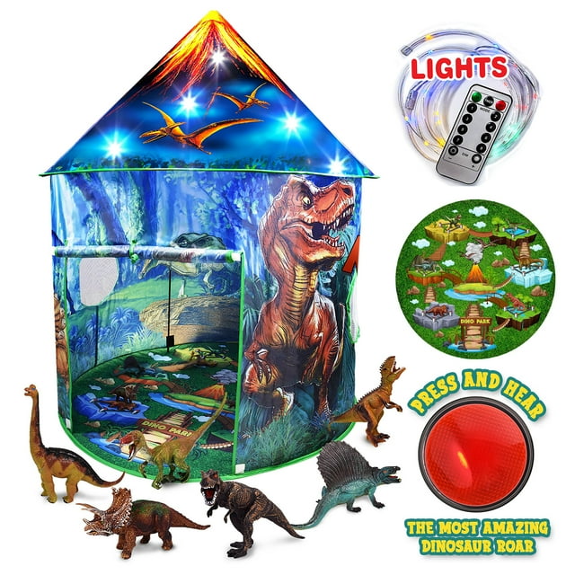 Premium Kids’ Dino Play Tent with Lights for Indoor Playroom Fun