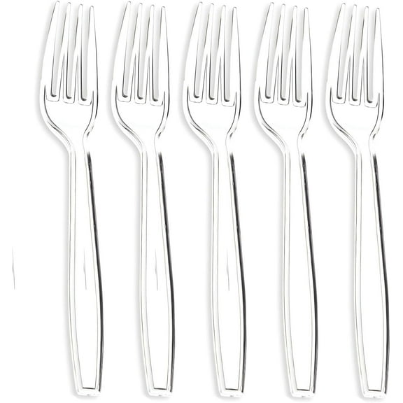 Premium Disposable Clear Plastic Forks (50 Count) | Transparent, Durable, and Convenient for Parties, Events, and Everyday Use