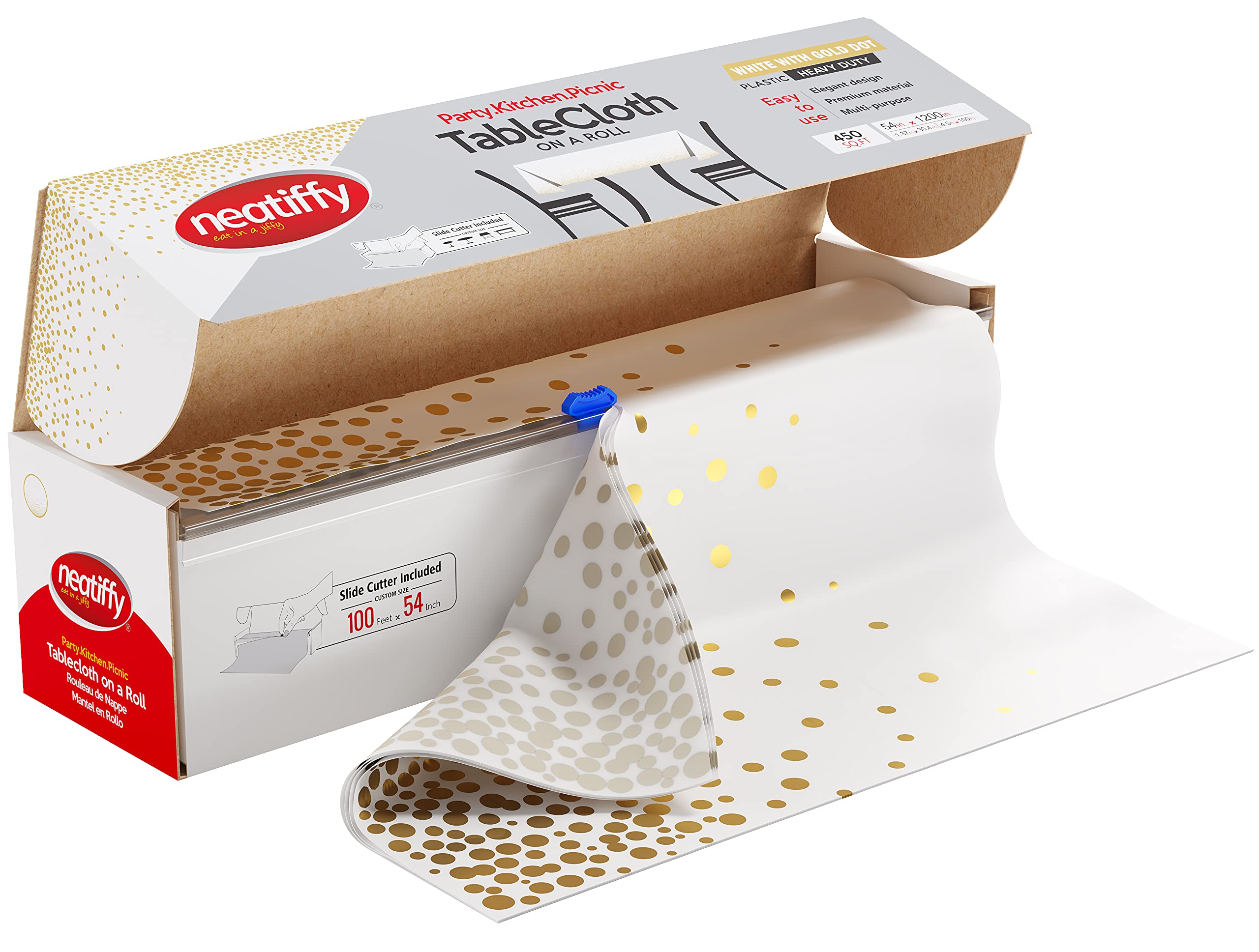 Premium Disposable Plastic Table Cloth Roll 54 x 100 Ft Waterproof