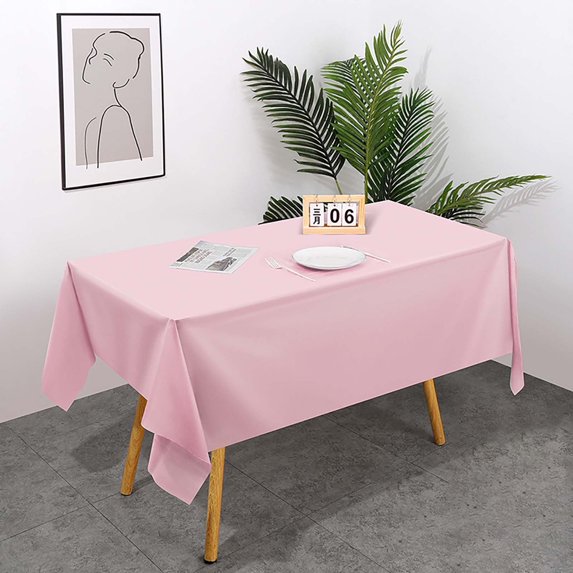 Premium Disposable Plastic Tablecloth 54 inch x 72 inch Decorative Rectangle Table Cover (1pc Pink)