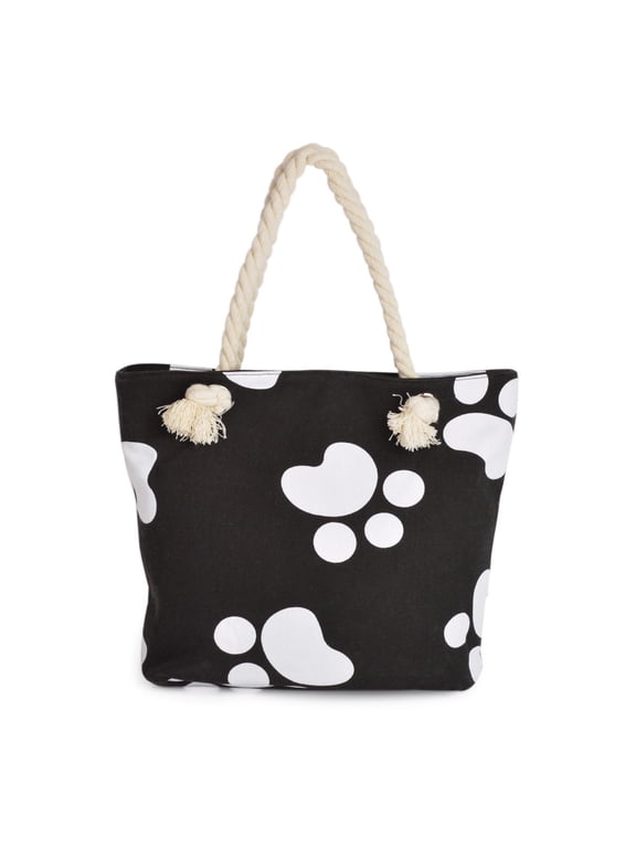 Premium Dog Cat Puppy Kitty Animal Paws Print Canvas Tote Shoulder Bag Handbag