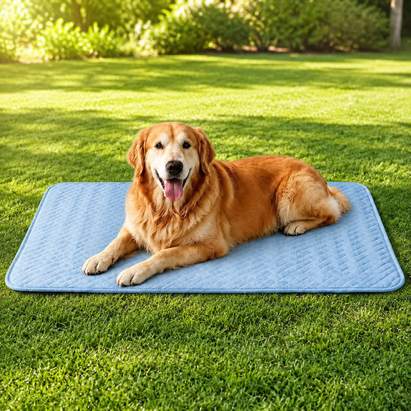 Lzmkore Pet Cooling Mat, Breathable Ice-Silk Cooling Pad for Dogs, Small to Large