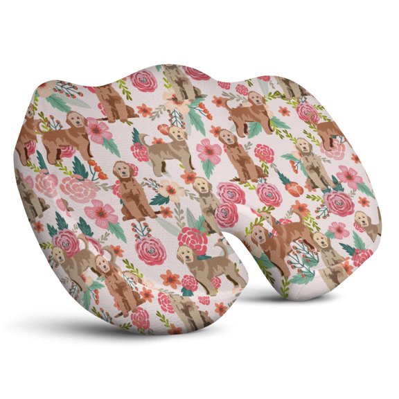 Premium Dog Pattern Memory Foam Seat Cushion Ergonomic Chair Pad for Office Chair, Car, Airplane & Bleachers Sciatica, Tailbone Hip & Back Pain Relief - Chair Cushion for Long Office Workers.