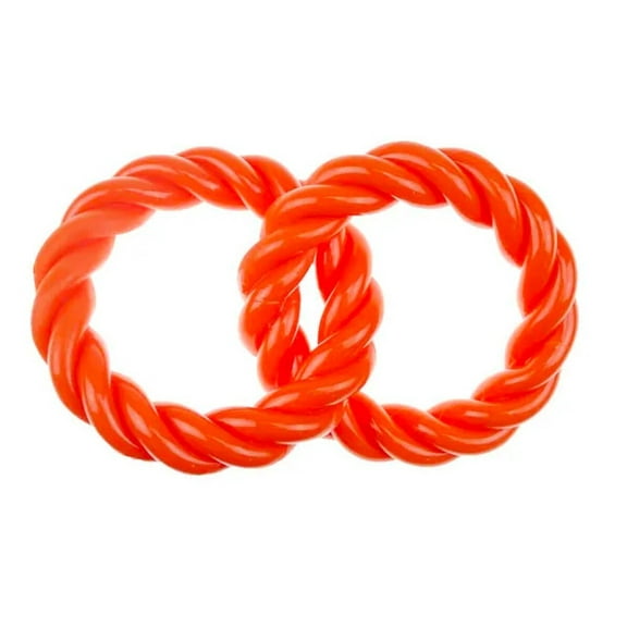 Premium Dog Toys Bright Orange Hard Rubber Infinite TPR Fetch Chew Rope Shapes (8.5 Inch Two Rings)