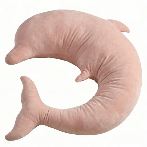 Premium Dolphin Contoured Support Pillow, Pink - Ergonomic Full-Body Pillow for Pregnancy, Back Pain Relief and Relaxation